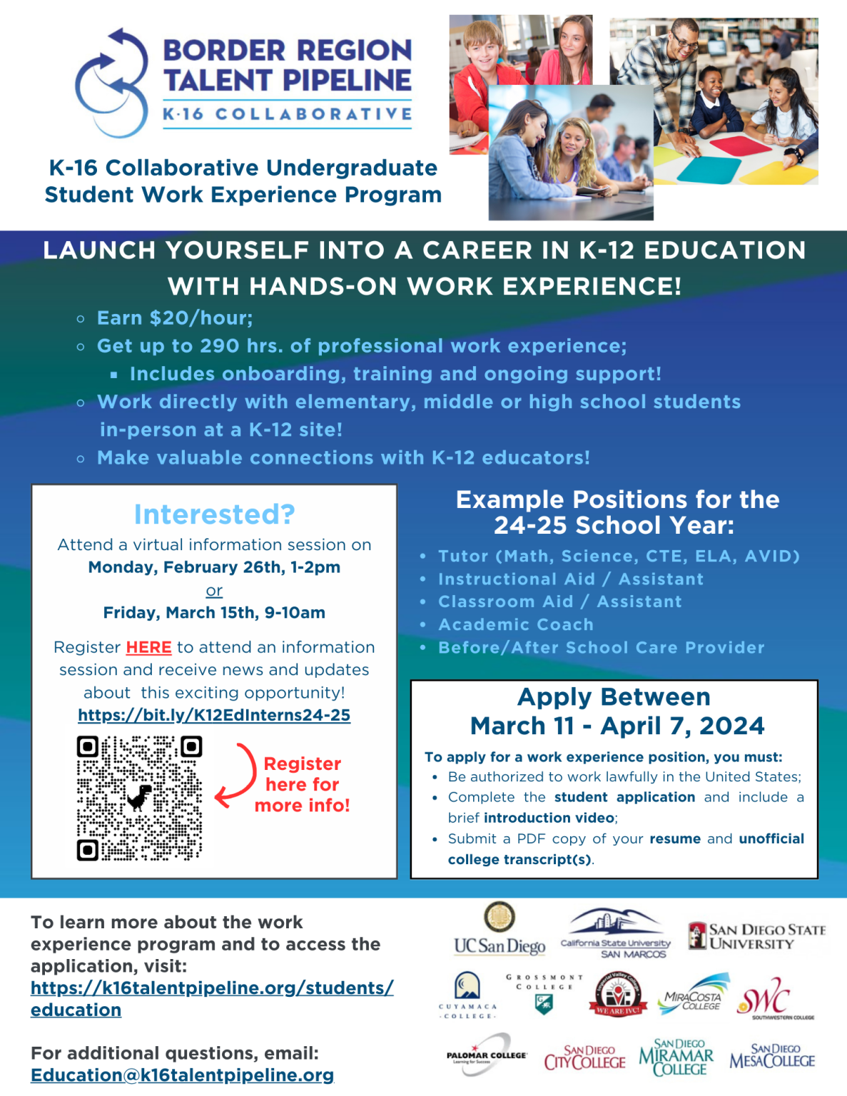Register for more information on the Education Work Experience Program!